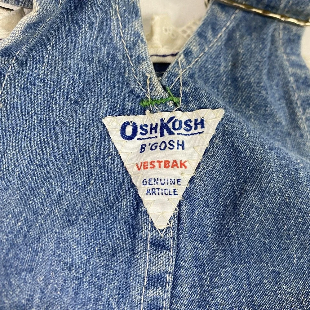 Vintage OshKosh Bgosh Overalls Girls 18 Months Denim Vestbak Hearts Lace 90s